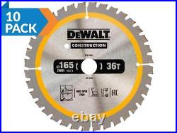 DEWALT DT1950QZX10 165mm x 20mm x 36t Construction Circular Saw Blade 10pk