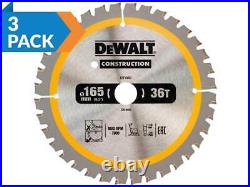 DEWALT DT1950QZX3 165mm x 20mm x 36t Construction Circular Saw Blade 3pk