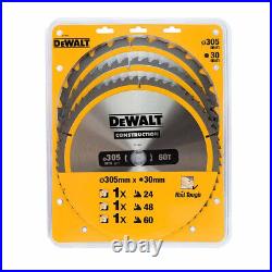 DeWalt DT1964 305 x 30mm 24T/48T/60T Construction Circular Saw Blade (Pack of 3)