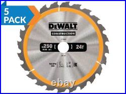 Dewalt DT1956 Construction Circular Saw Blade 250x30mm Bore 24T Table Mitre 5Pk
